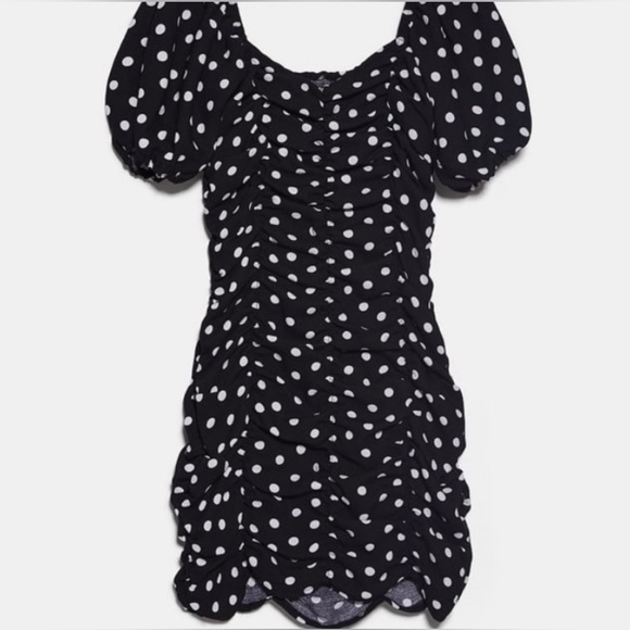 Zara Polka Dot mini dress with puff sleeves - Picture 4 of 5
